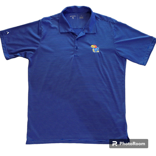 Kansas Jayhawks Striped Antigua Polo