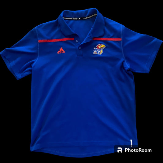 Kansas Jayhawks Adidas Single Stripe Polo