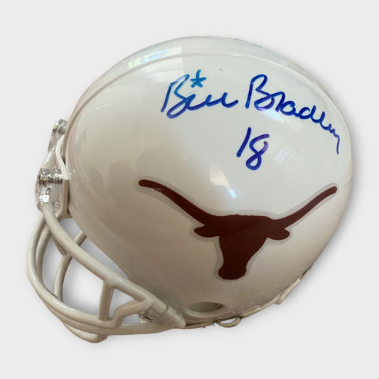 Texas Longhorns Autographed Mini Helmet Bill Bradley COA