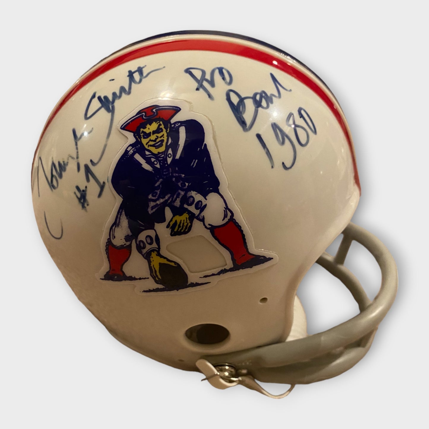 New England Patriots Autographed Mini Helmet John Smith