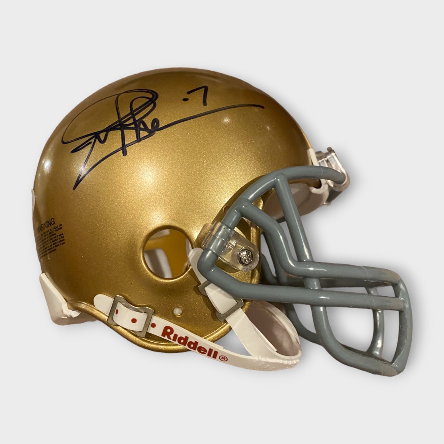 Notre Dame Fighting Irish Autographed Mini Helmet Joe Theismann COA