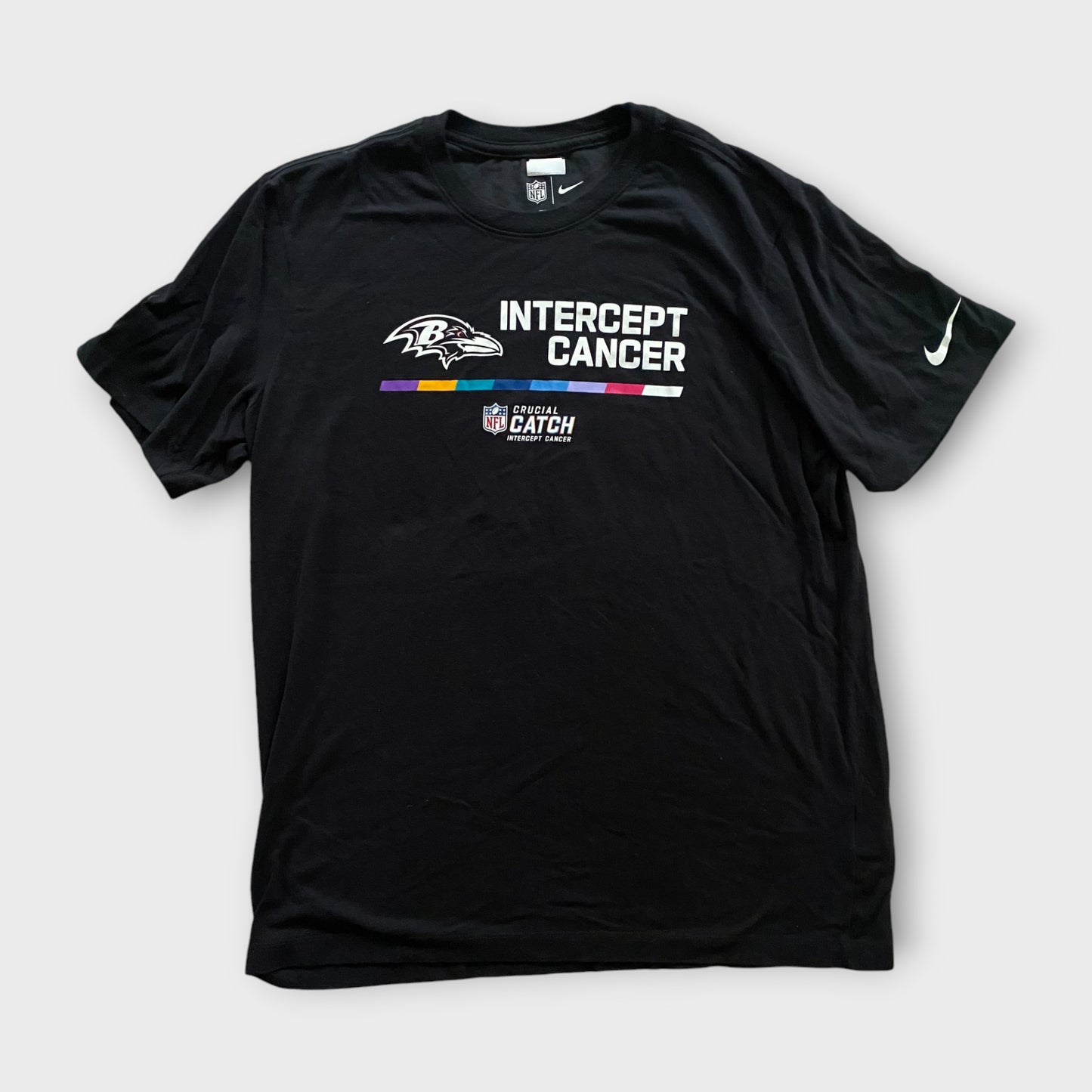 Baltimore Ravens Nike On Field Short Sleeve Intercept Cancer Edition